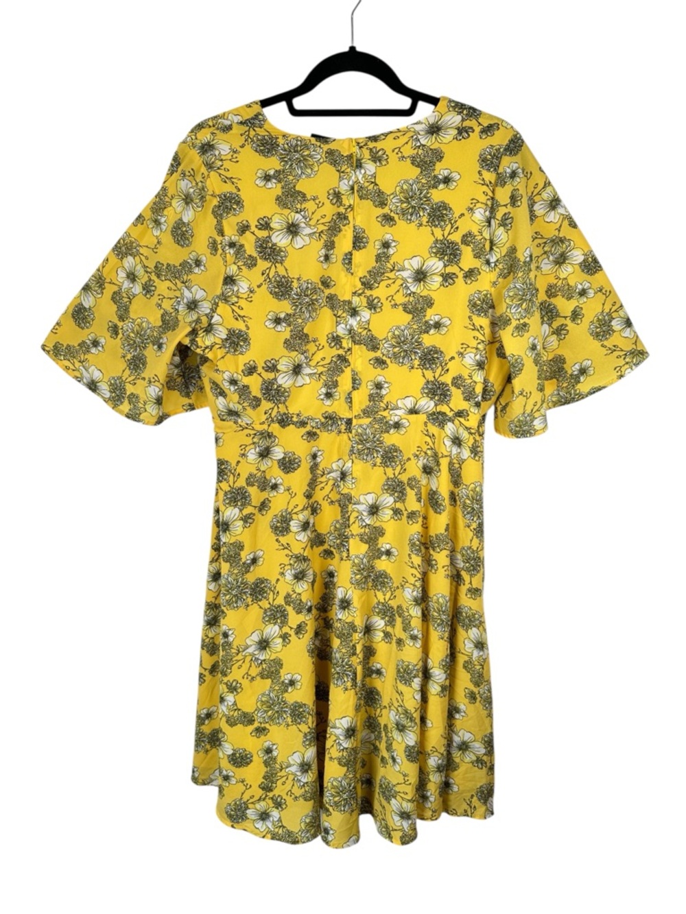 Torrid Floral Georgette Faux Wrap Dress Yellow Flutter Sleeve Womens Size 14 - Picture 8 of 16